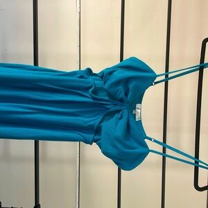 Sexy maxi dress ribbed with split size 1x teal/blue